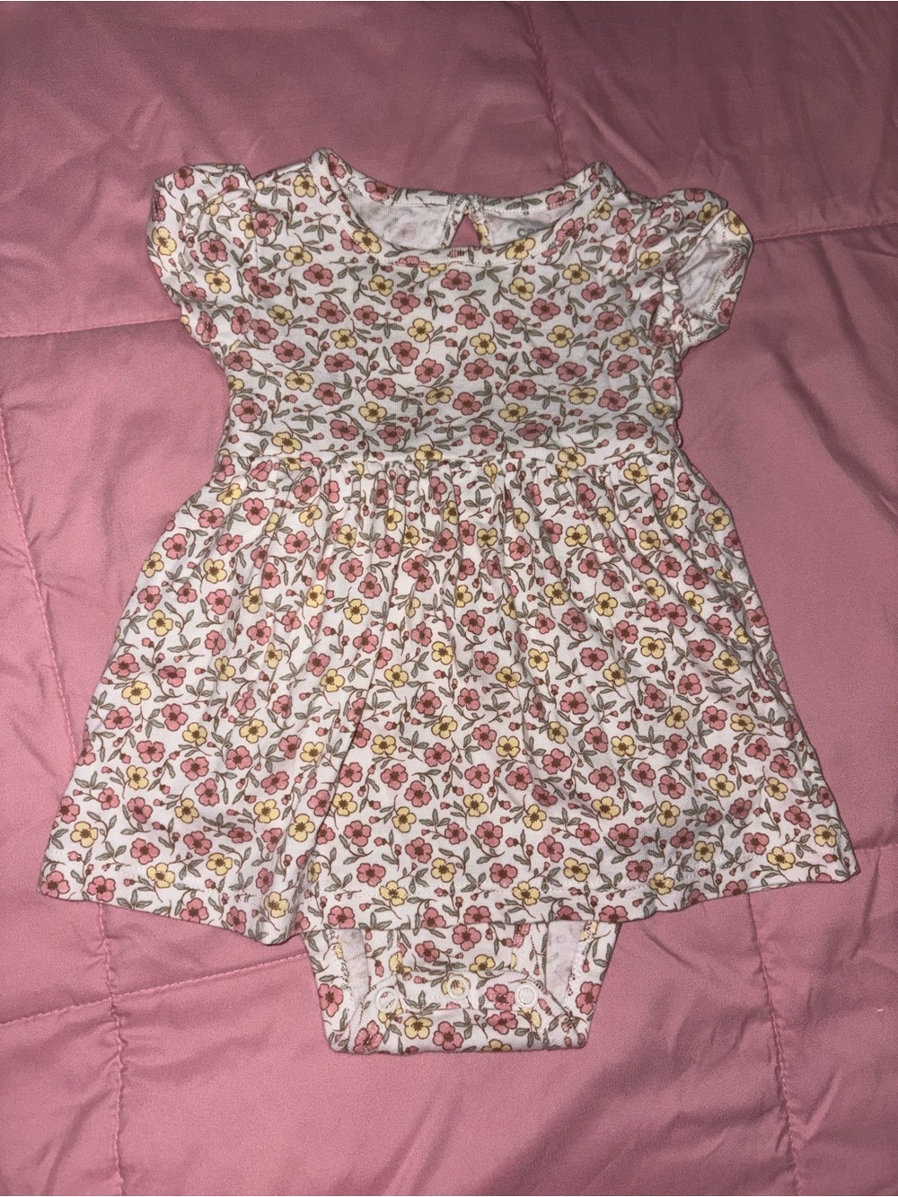 Carter's White Floral Baby Dress - Pink and Yellow Flowers